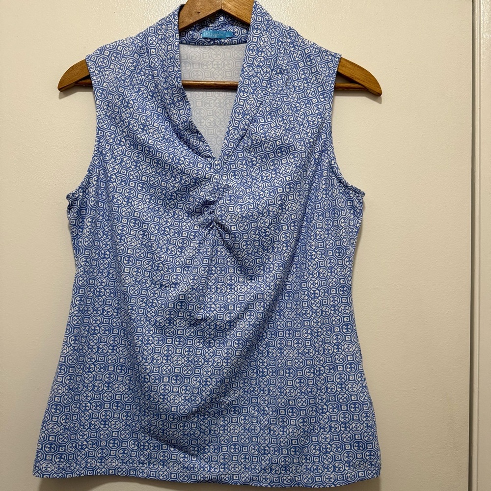 J. McLaughlin Blue Ruched Blouse
